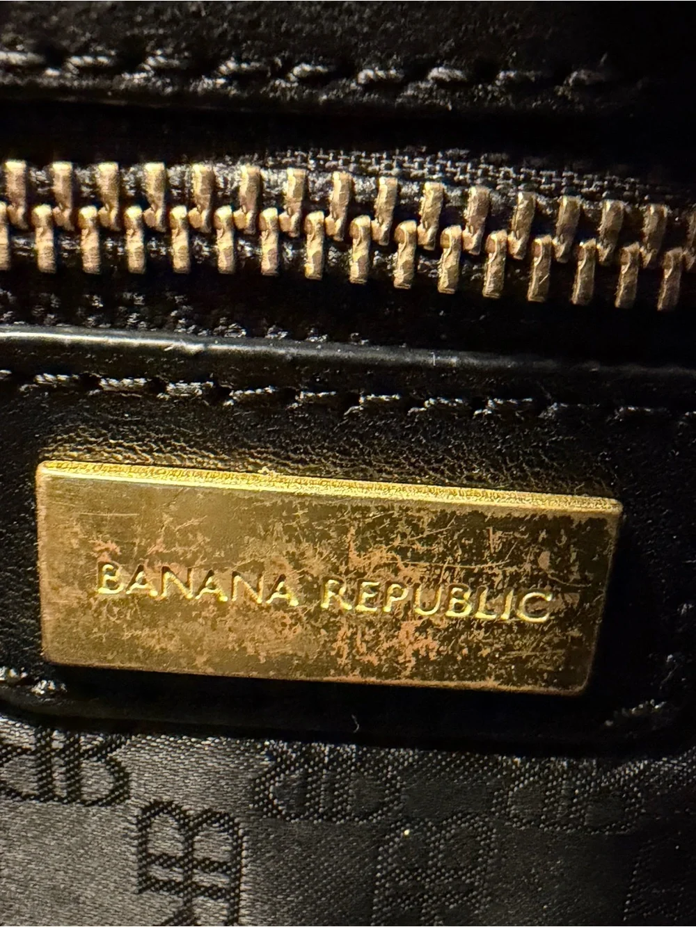 Banana Republic Classic Black Leather Clutch Wallet with Gold Accent